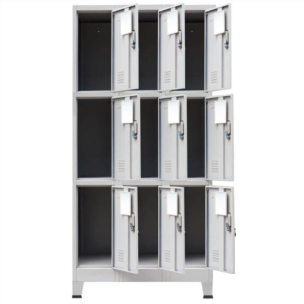 Locker Cabinet with 9 Compartments Steel 90x45x180 cm Grey