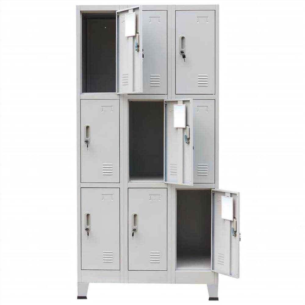 Locker Cabinet with 9 Compartments Steel 90x45x180 cm Grey