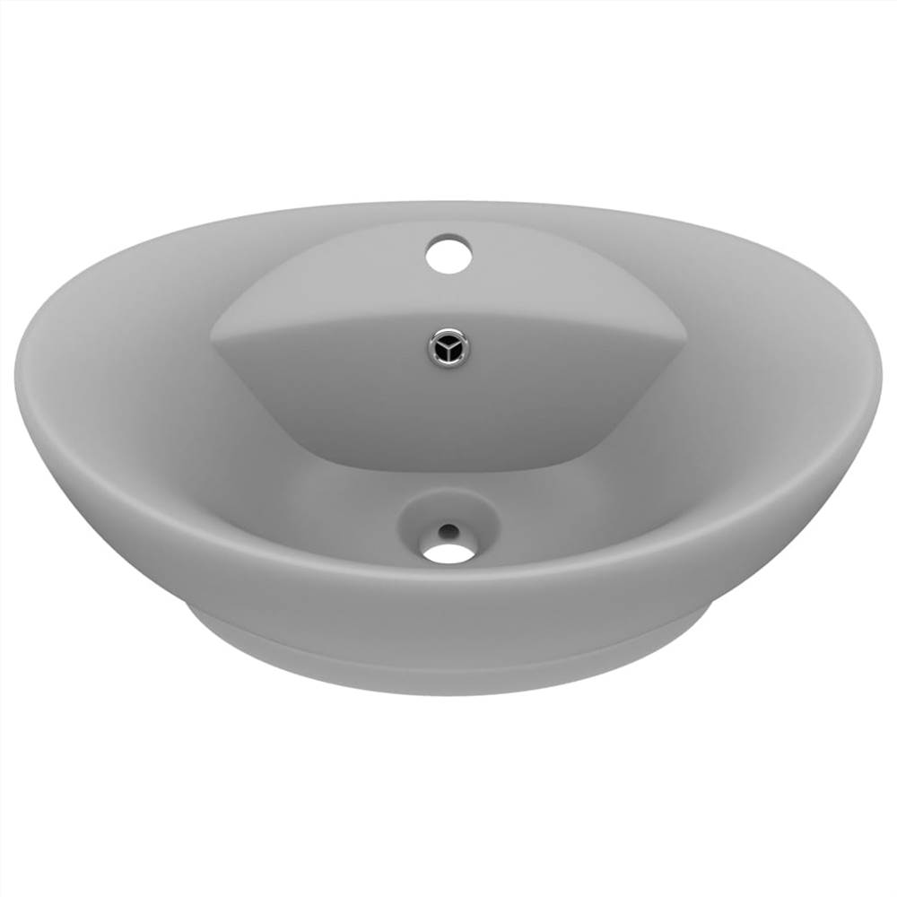 Luxury Basin Overflow Oval Matt Light Grey 58.5x39 cm Ceramic