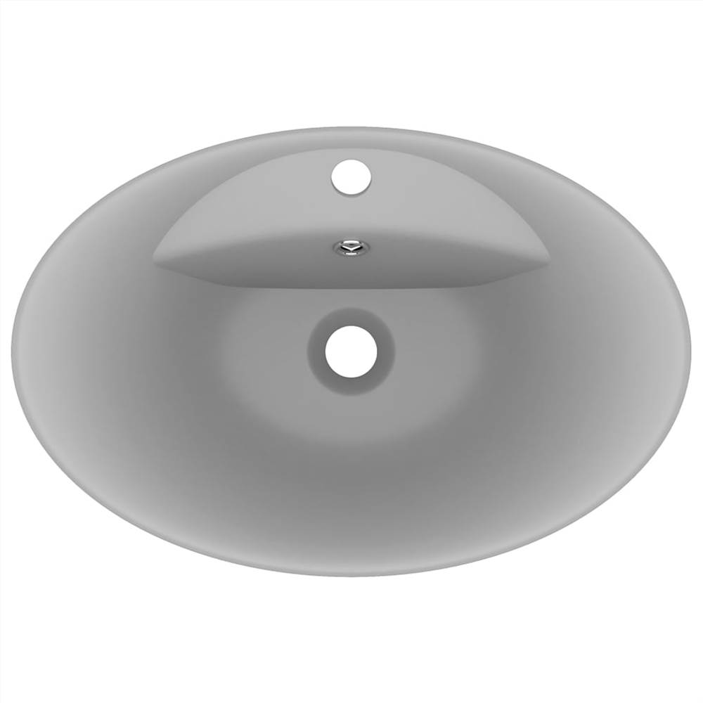 Luxury Basin Overflow Oval Matt Light Grey 58.5x39 cm Ceramic