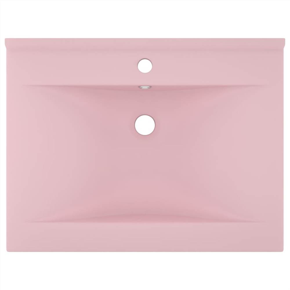 Luxury Basin with Faucet Hole Matt Pink 60x46 cm Ceramic