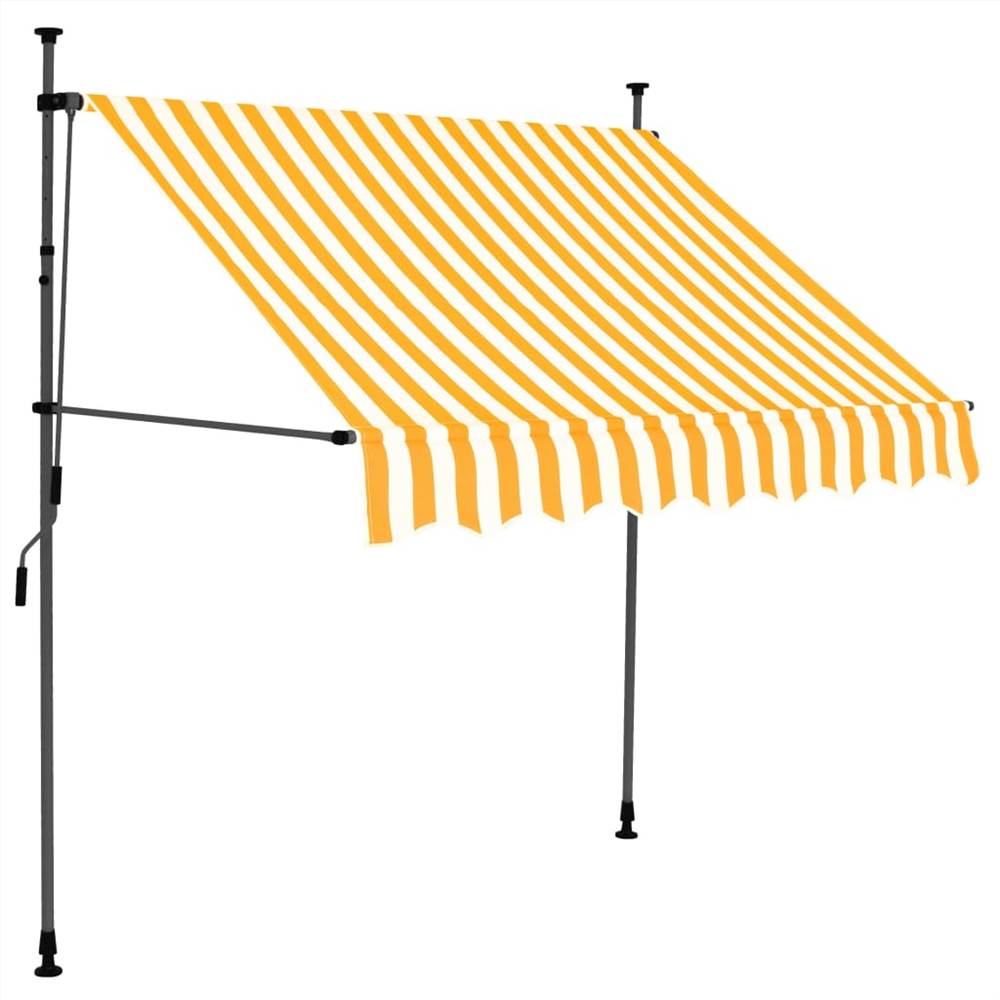 Manual Retractable Awning with LED 200 cm White and Orange