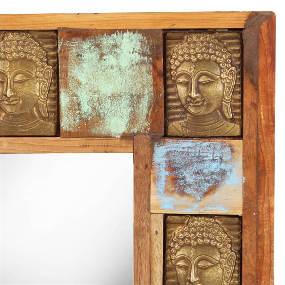 Mirror with Buddha Cladding 50x50 cm Solid Reclaimed Wood