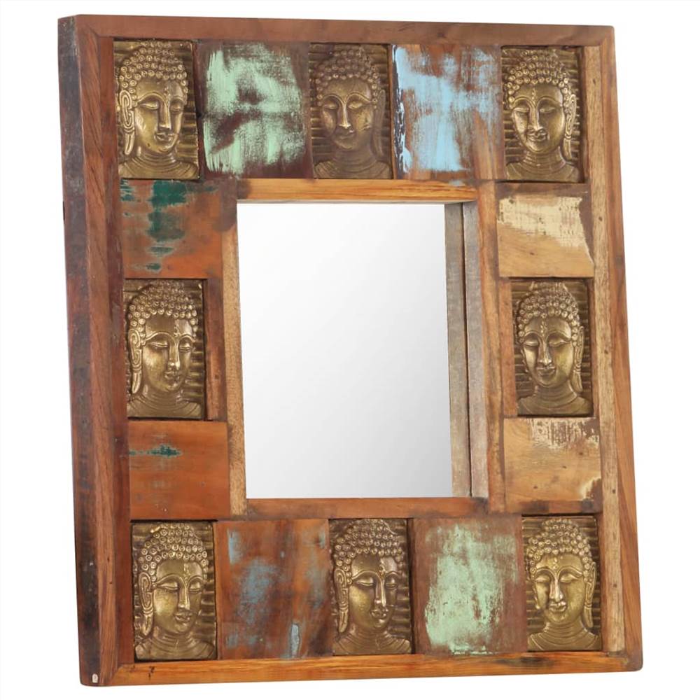 Mirror with Buddha Cladding 50x50 cm Solid Reclaimed Wood