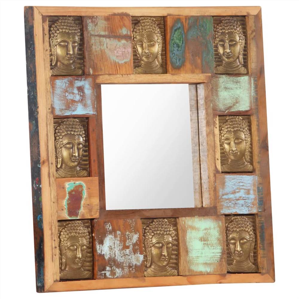 Mirror with Buddha Cladding 50x50 cm Solid Reclaimed Wood