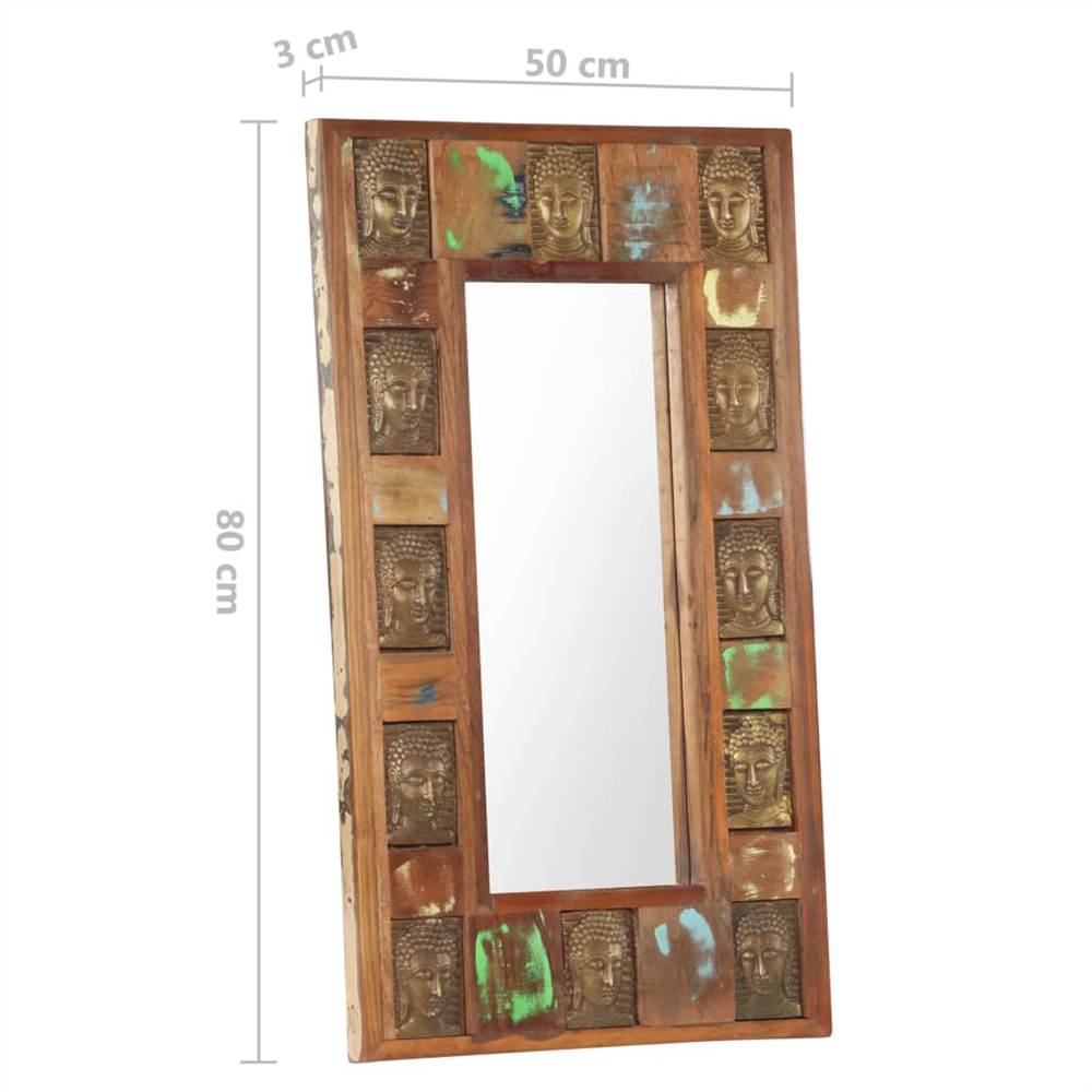 Mirror with Buddha Cladding 50x80 cm Solid Reclaimed Wood