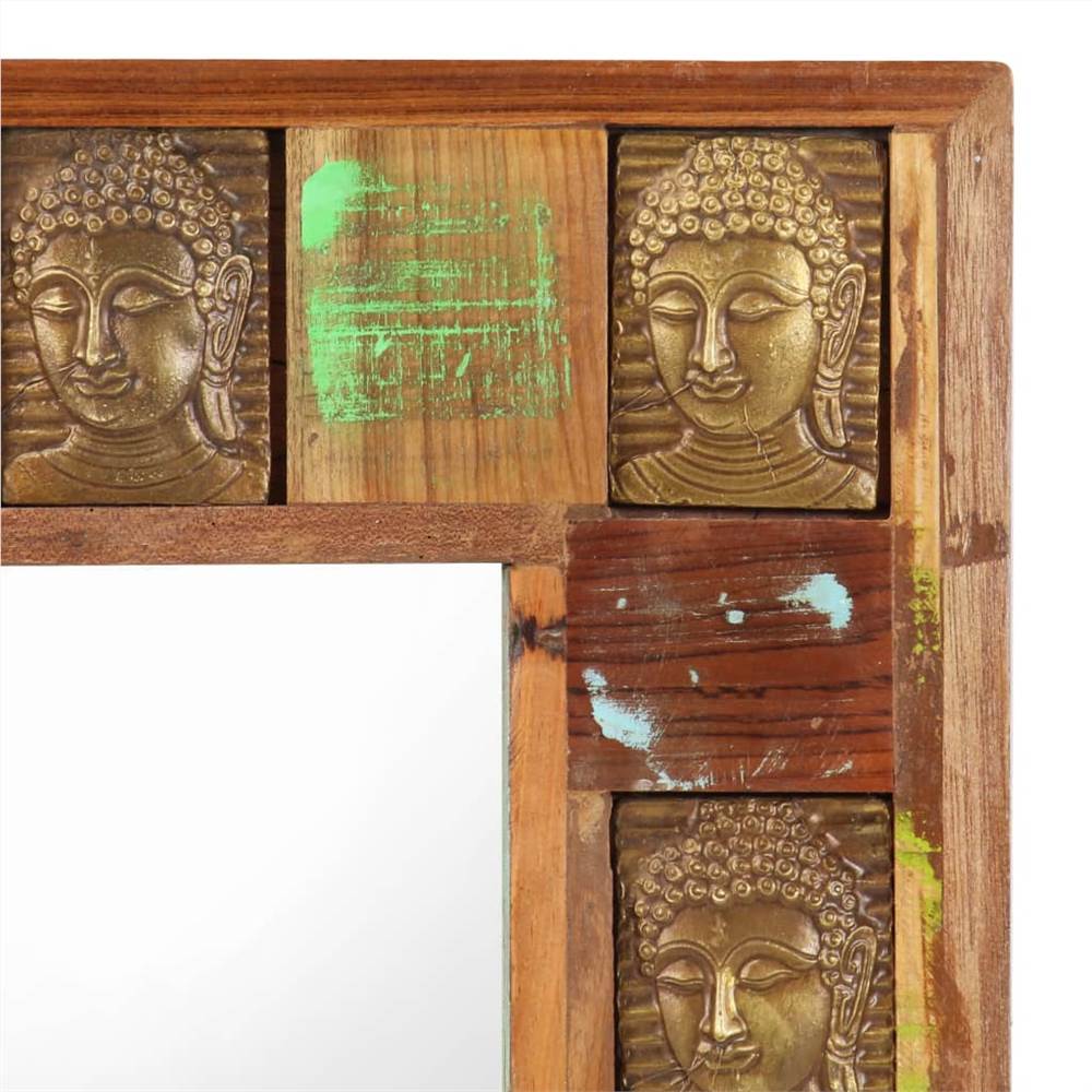 Mirror with Buddha Cladding 80x50 cm Solid Reclaimed Wood
