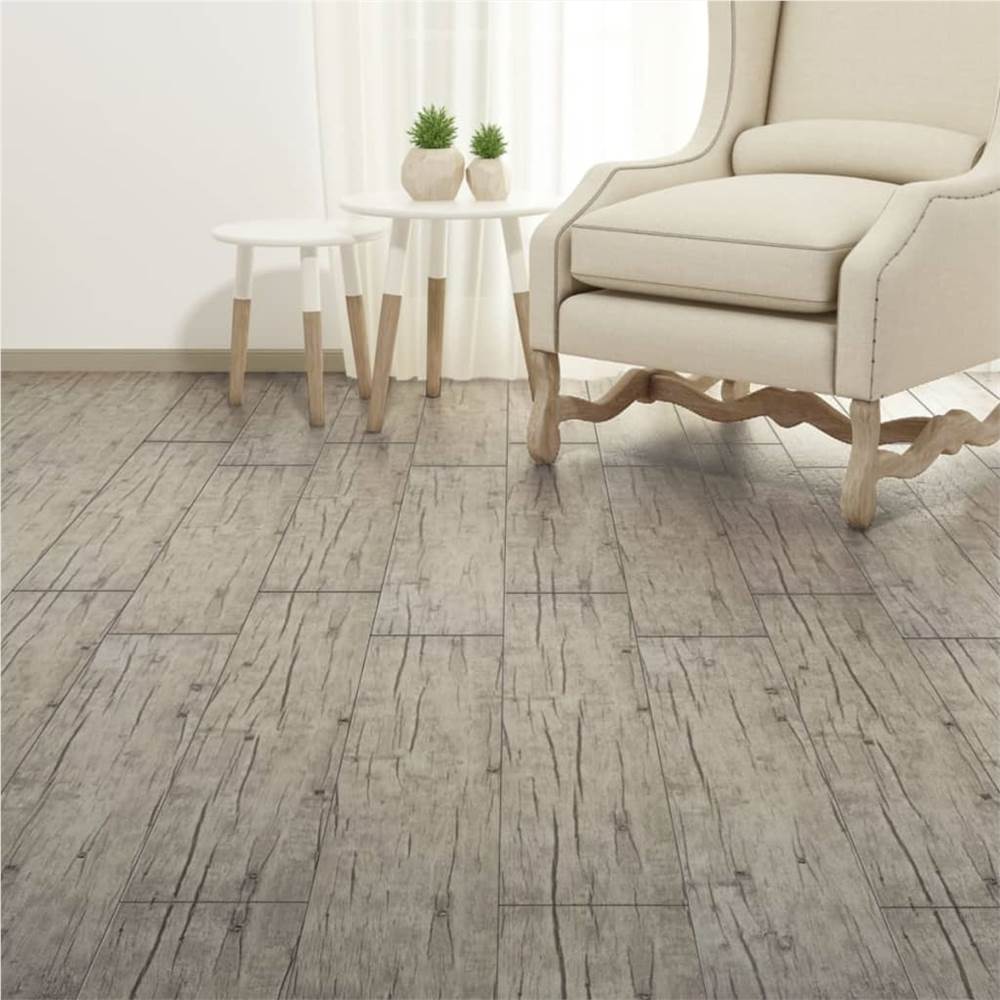 PVC Flooring Planks 4.46 m² 3 mm Light Grey