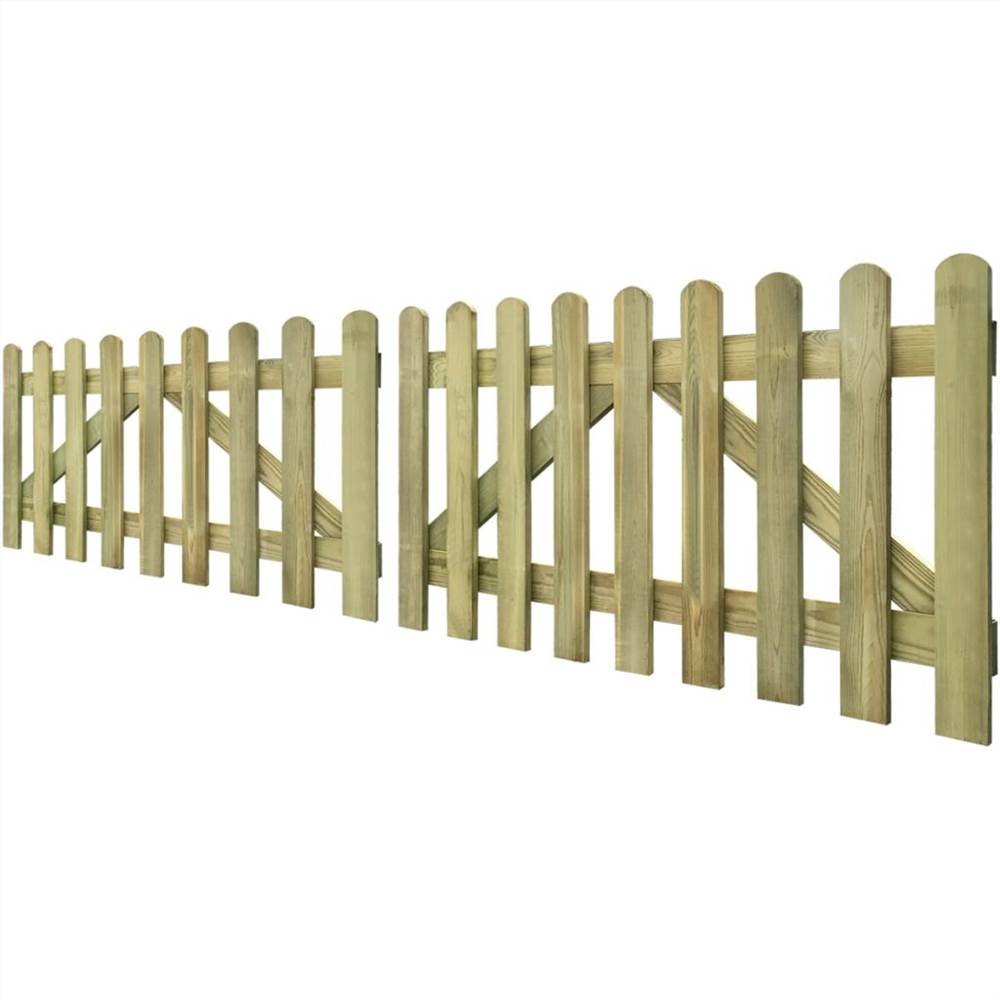 Picket Fence Gate 2 pcs Impregnated Wood 300x80 cm