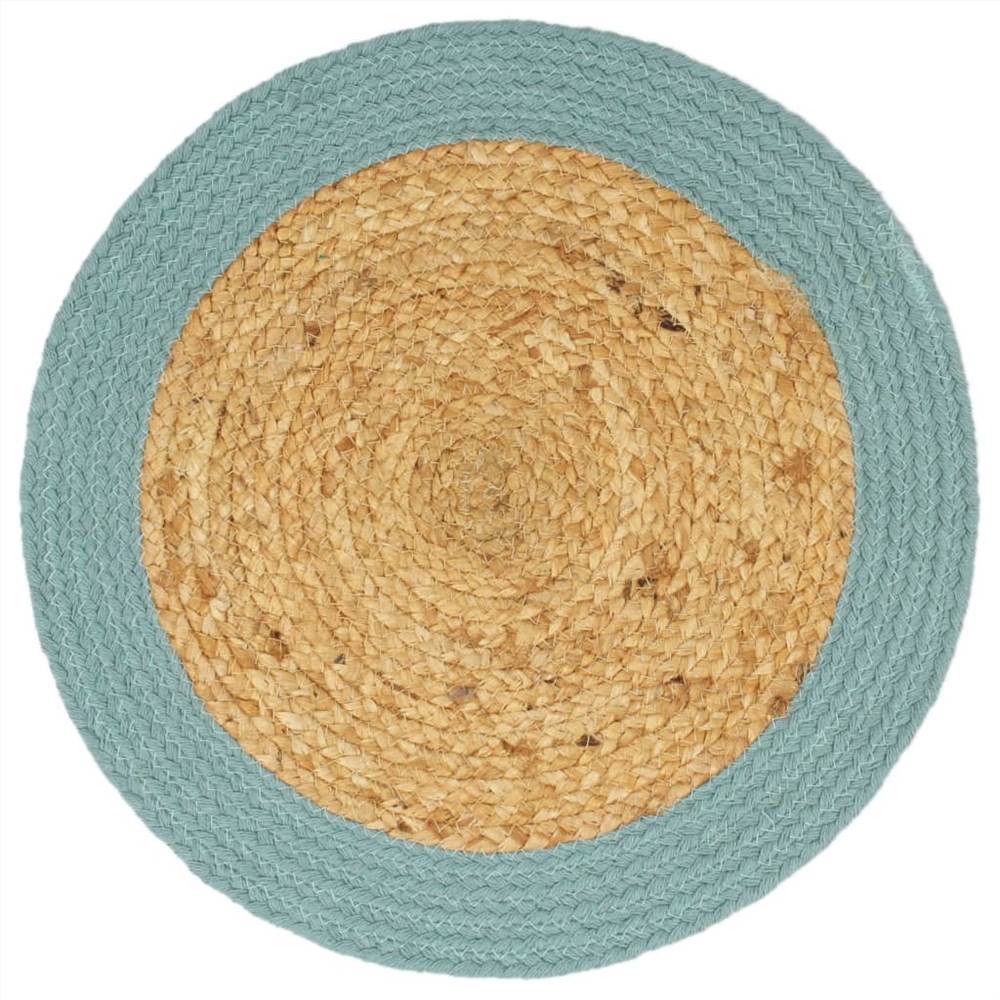 Placemats 4 pcs Natural and Green 38 cm Jute and Cotton