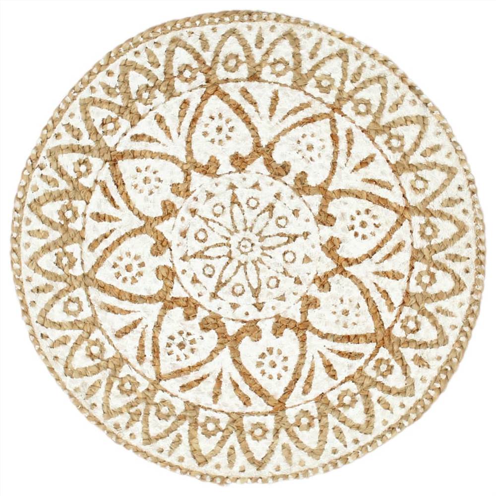 Placemats 6 pcs White 38 cm Round Jute