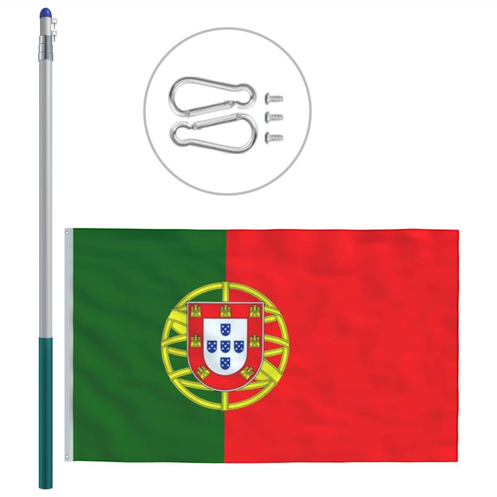 Portugal Flag and Pole Aluminium 6 m