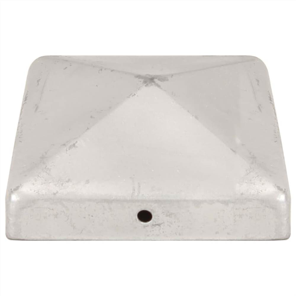 Pyramid Fence Post Caps 6 pcs Galvanised Metal 91x91 mm
