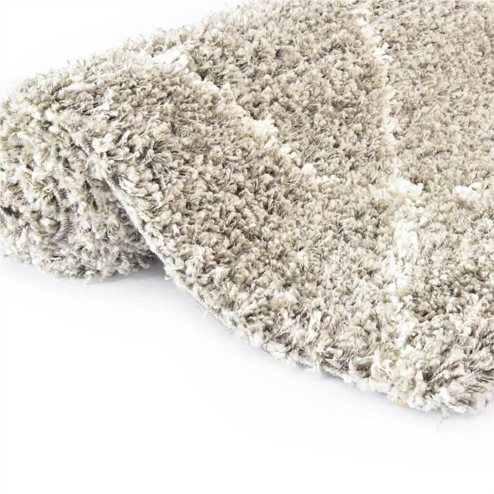Rug Berber Shaggy PP Sand and Beige 80x150 cm