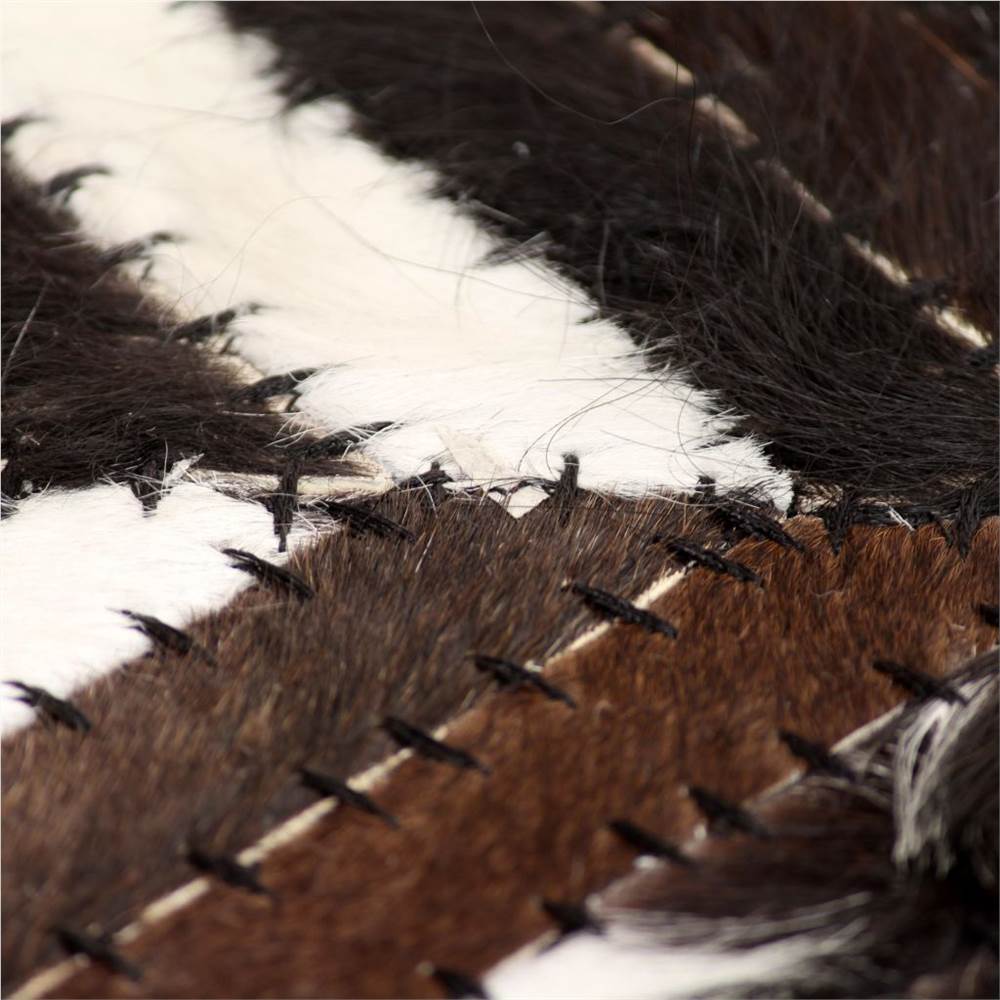 Rug Genuine Leather Patchwork 80x150 cm Chevron Black/White