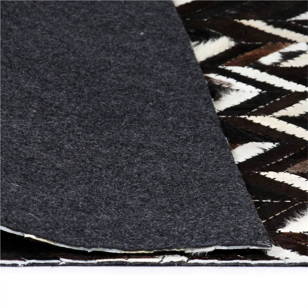 Rug Genuine Leather Patchwork 80x150 cm Chevron Black/White