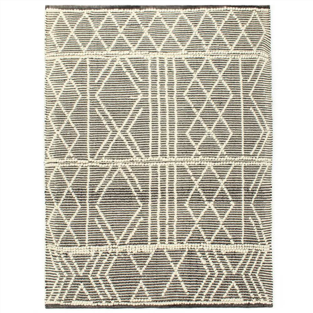 Rug Handwoven Wool 160x230 cm Black/White