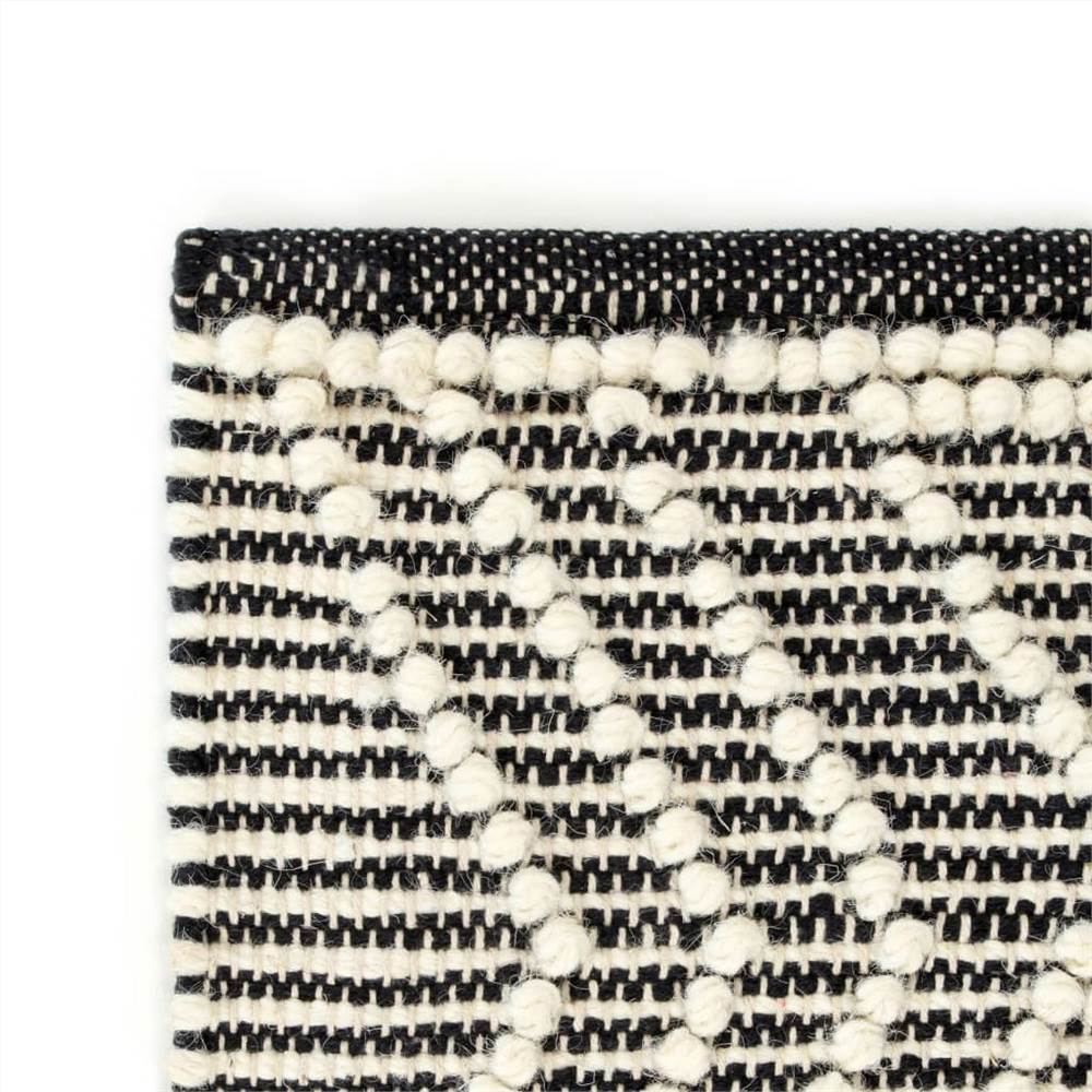 Rug Handwoven Wool 160x230 cm Black/White