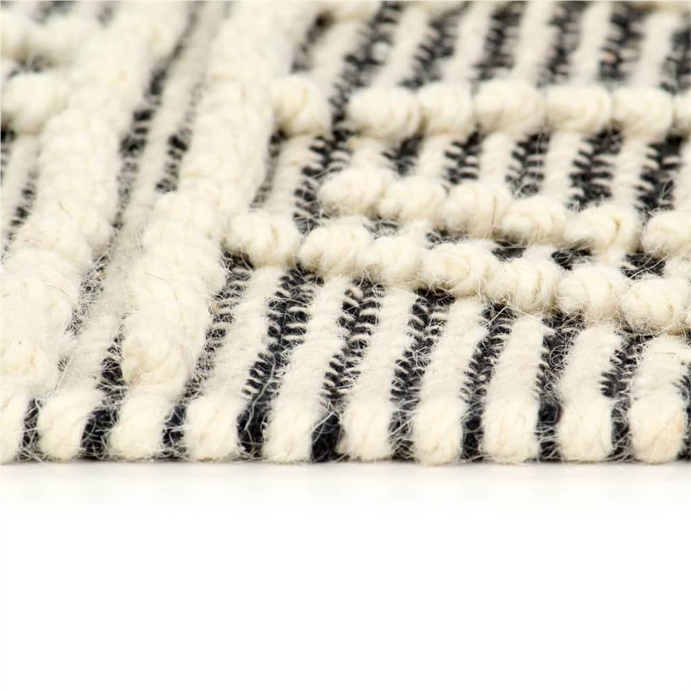 Rug Handwoven Wool 160x230 cm Black/White