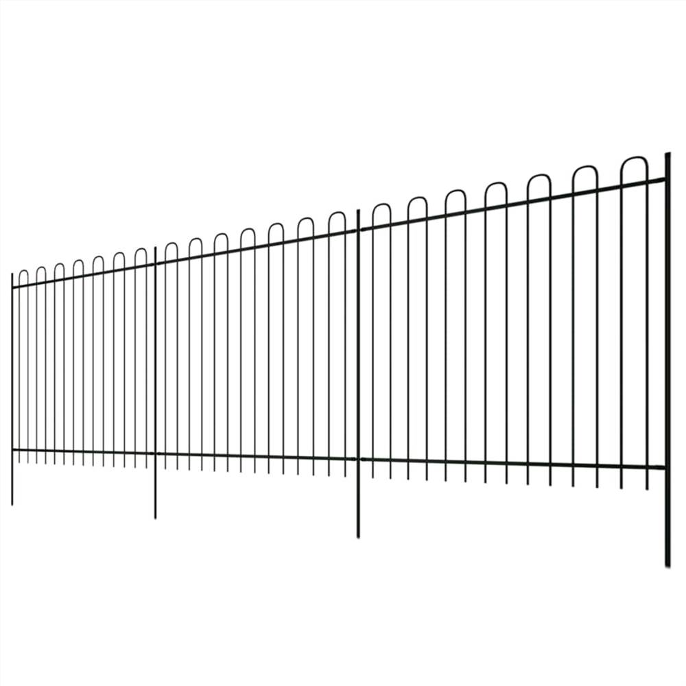 Security Palisade Fence with Hoop Top Steel 600x200 cm Black