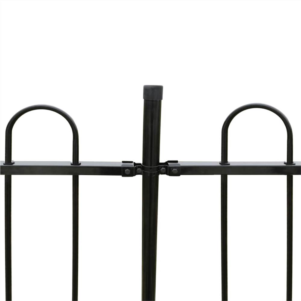 Security Palisade Fence with Hoop Top Steel 600x200 cm Black