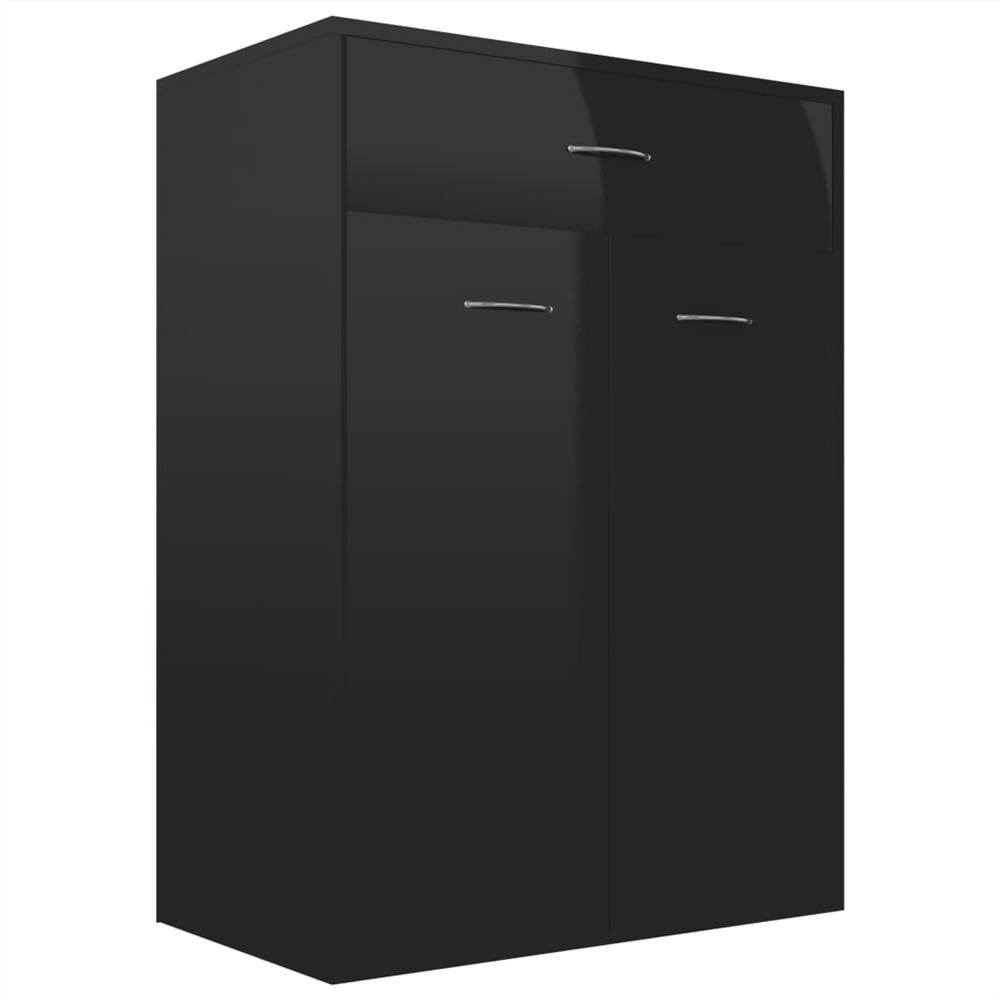 Shoe Cabinet High Gloss Black 60x35x84 cm Chipboard