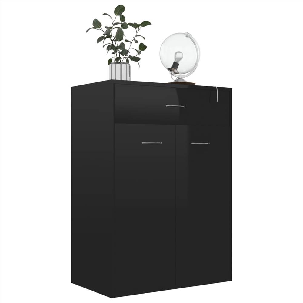 Shoe Cabinet High Gloss Black 60x35x84 cm Chipboard