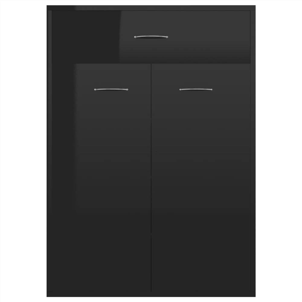 Shoe Cabinet High Gloss Black 60x35x84 cm Chipboard