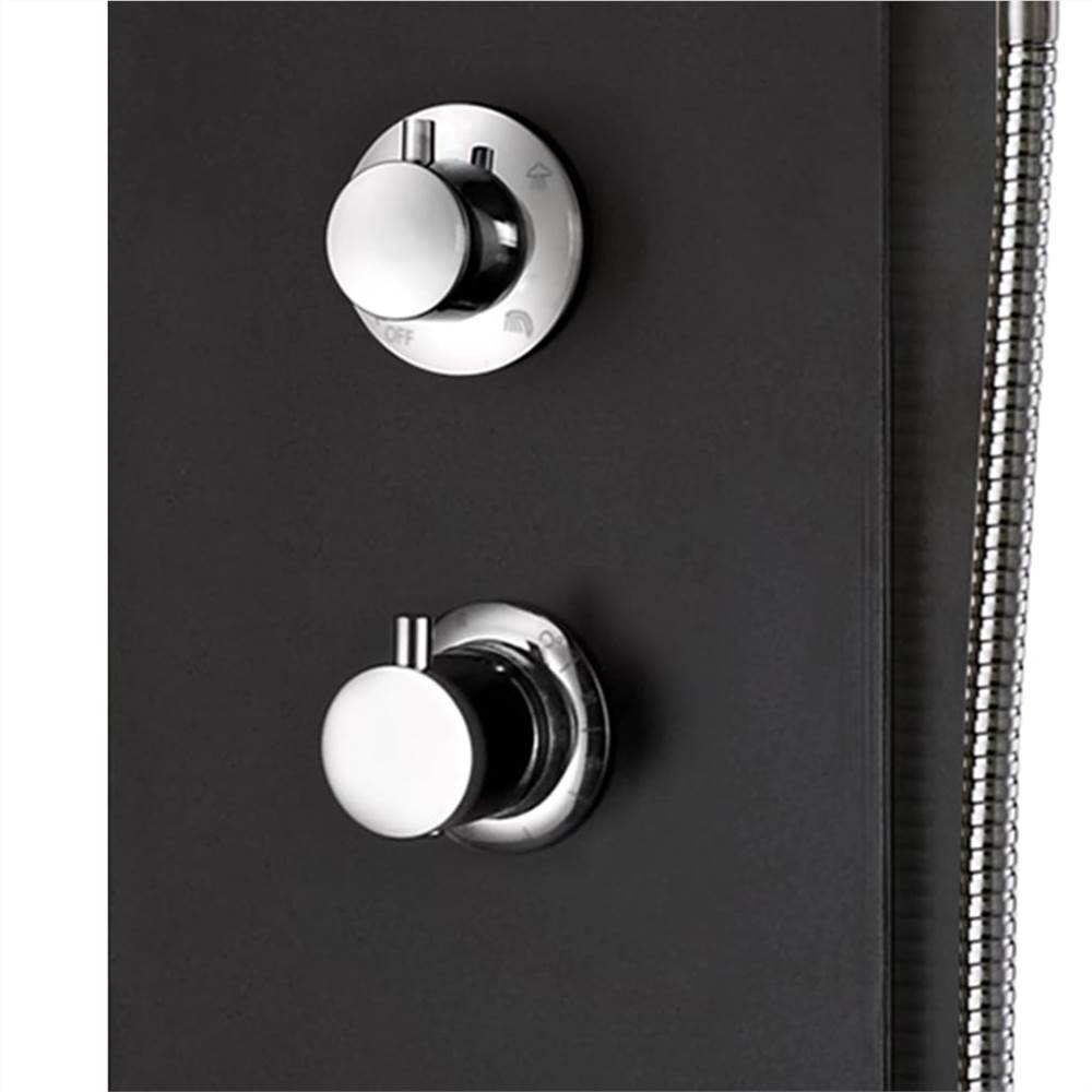 Shower Panel Unit Aluminium 20x44x130 cm Black