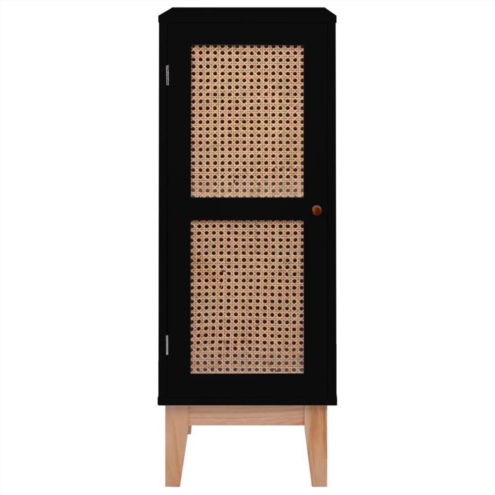 Sideboard Black 35x35x100 cm MDF and Rattan