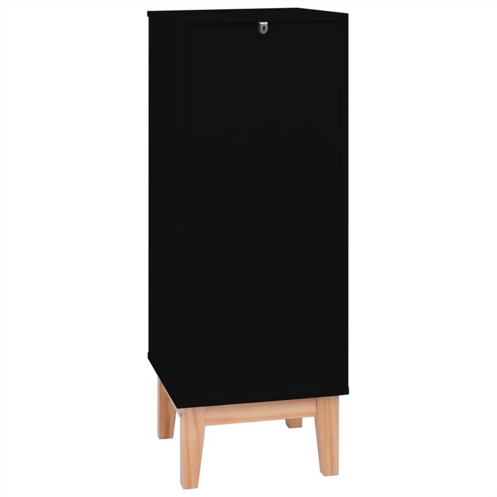 Sideboard Black 35x35x100 cm MDF and Rattan