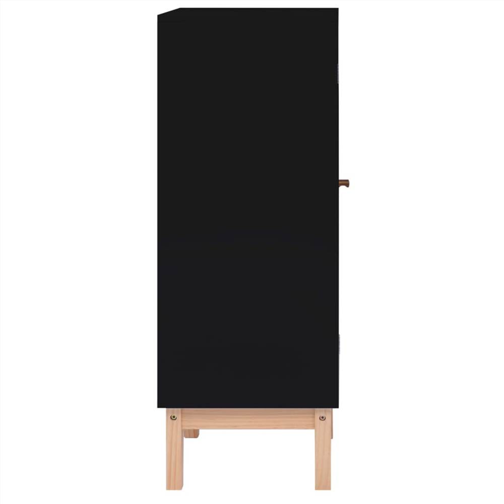 Sideboard Black 35x35x100 cm MDF and Rattan