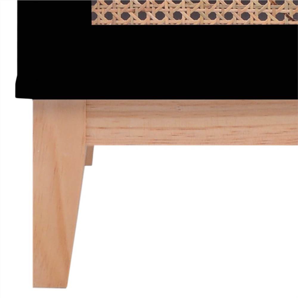 Sideboard Black 35x35x100 cm MDF and Rattan