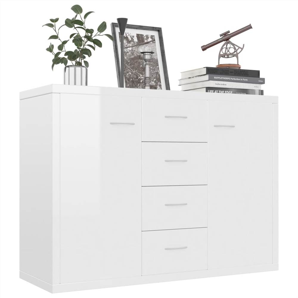Sideboard High Gloss White 88x30x65 cm Chipboard