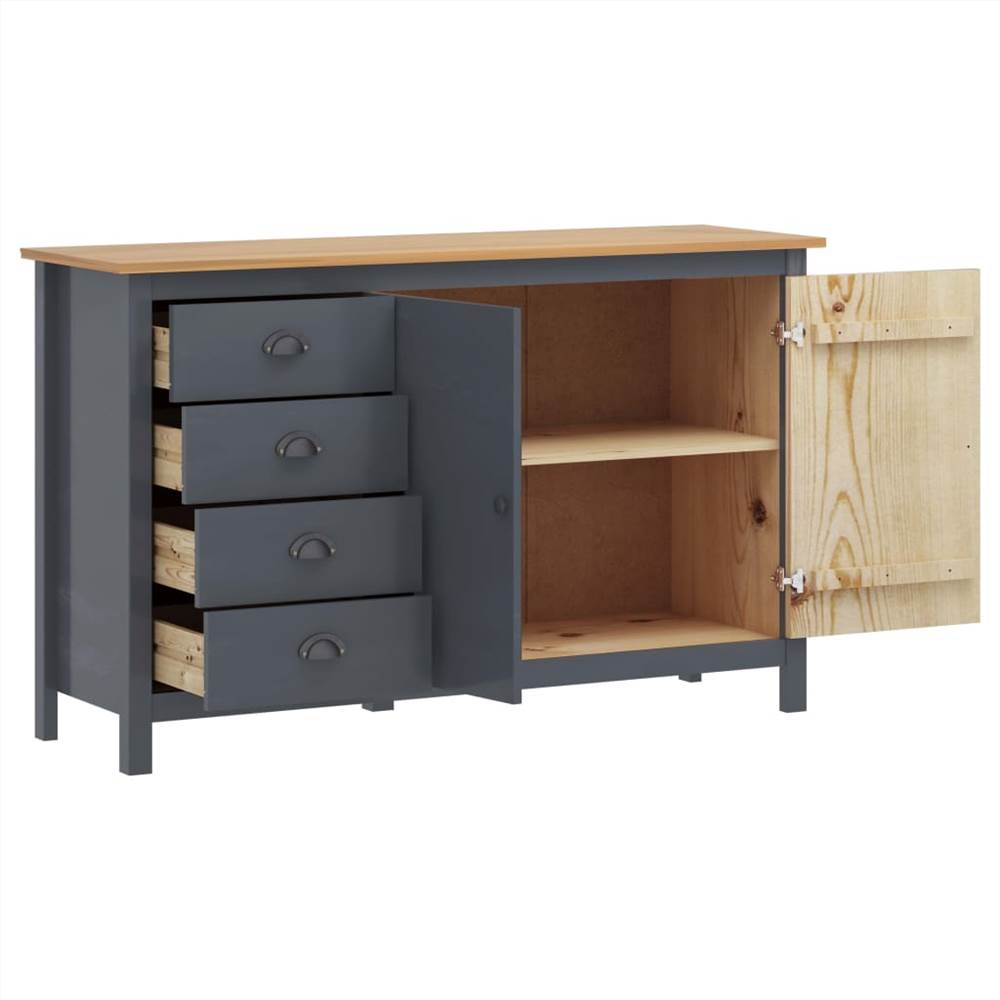 Sideboard Hill Range Grey 130x40x80 cm Solid Pine Wood