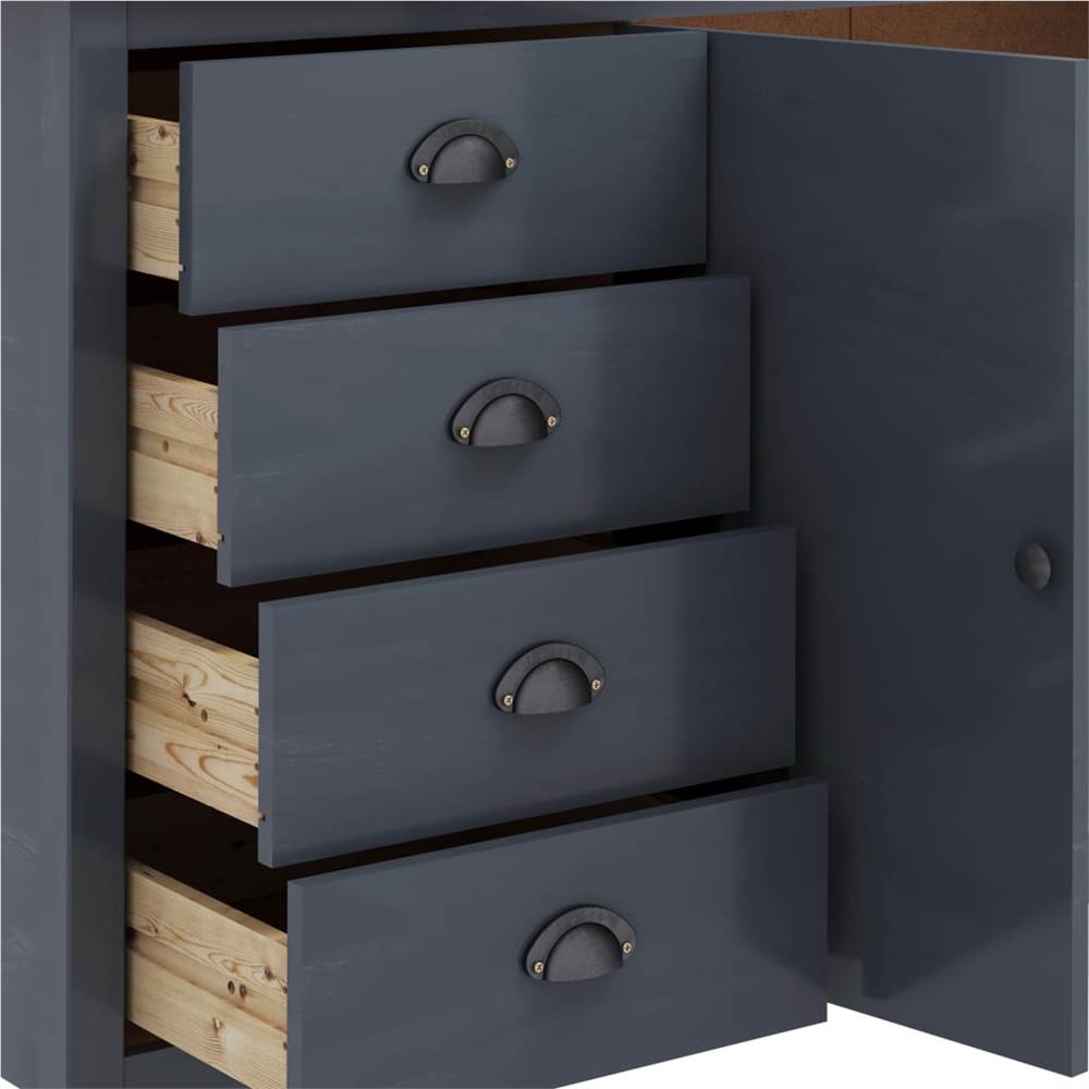 Sideboard Hill Range Grey 130x40x80 cm Solid Pine Wood