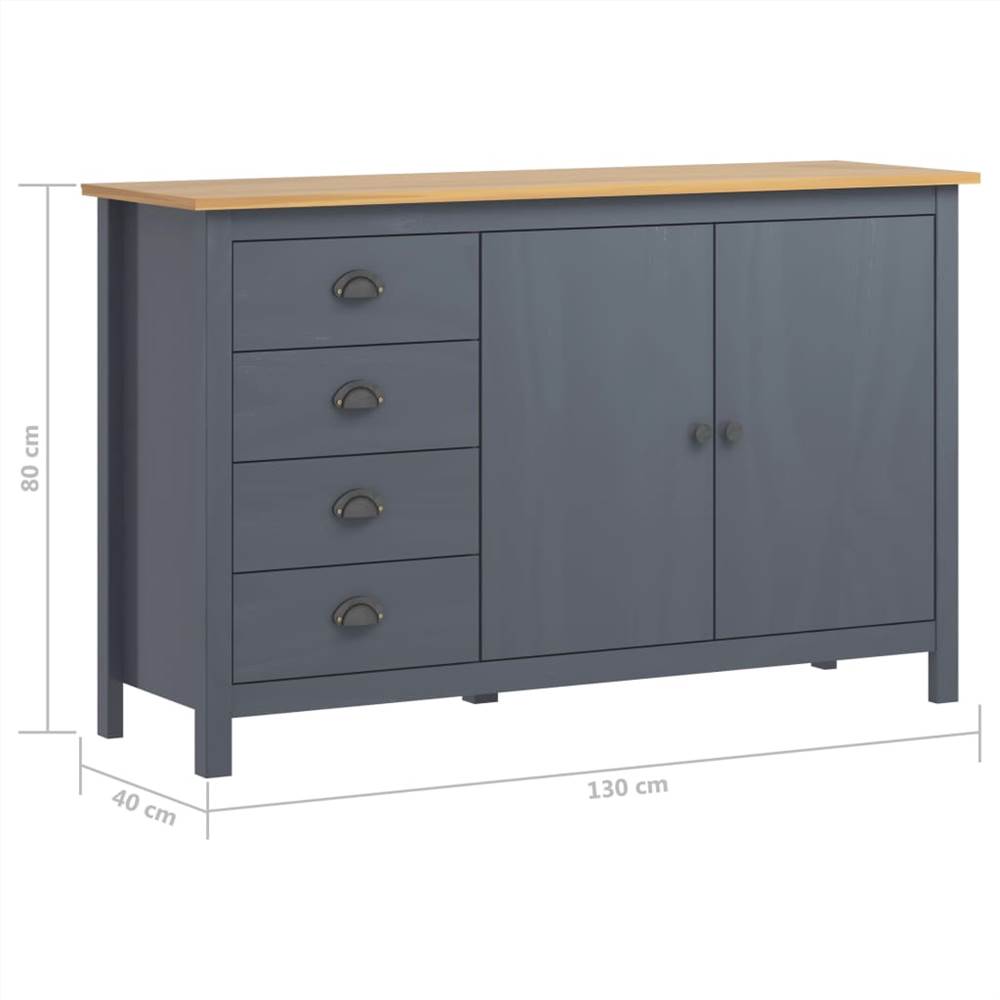 Sideboard Hill Range Grey 130x40x80 cm Solid Pine Wood