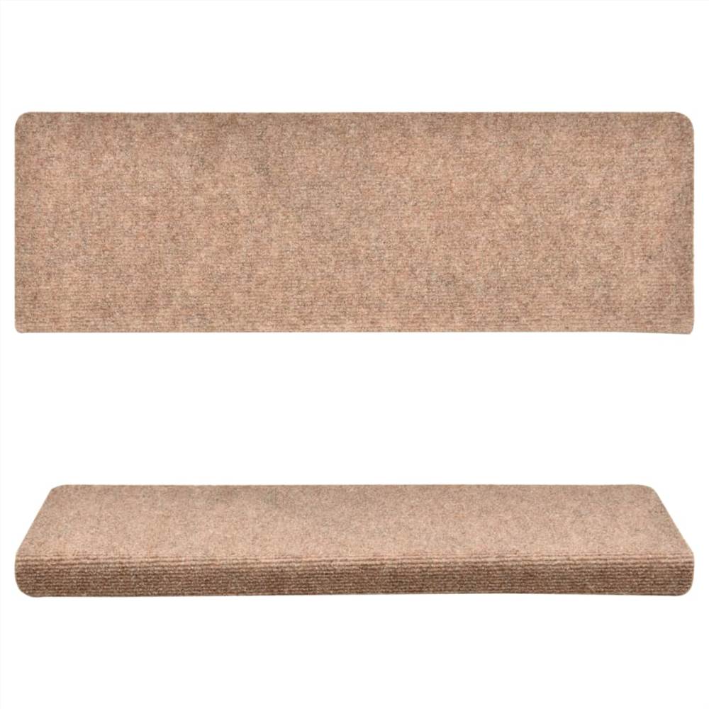 Stair Mats 15 pcs Needle Punch 65x25 cm Brown