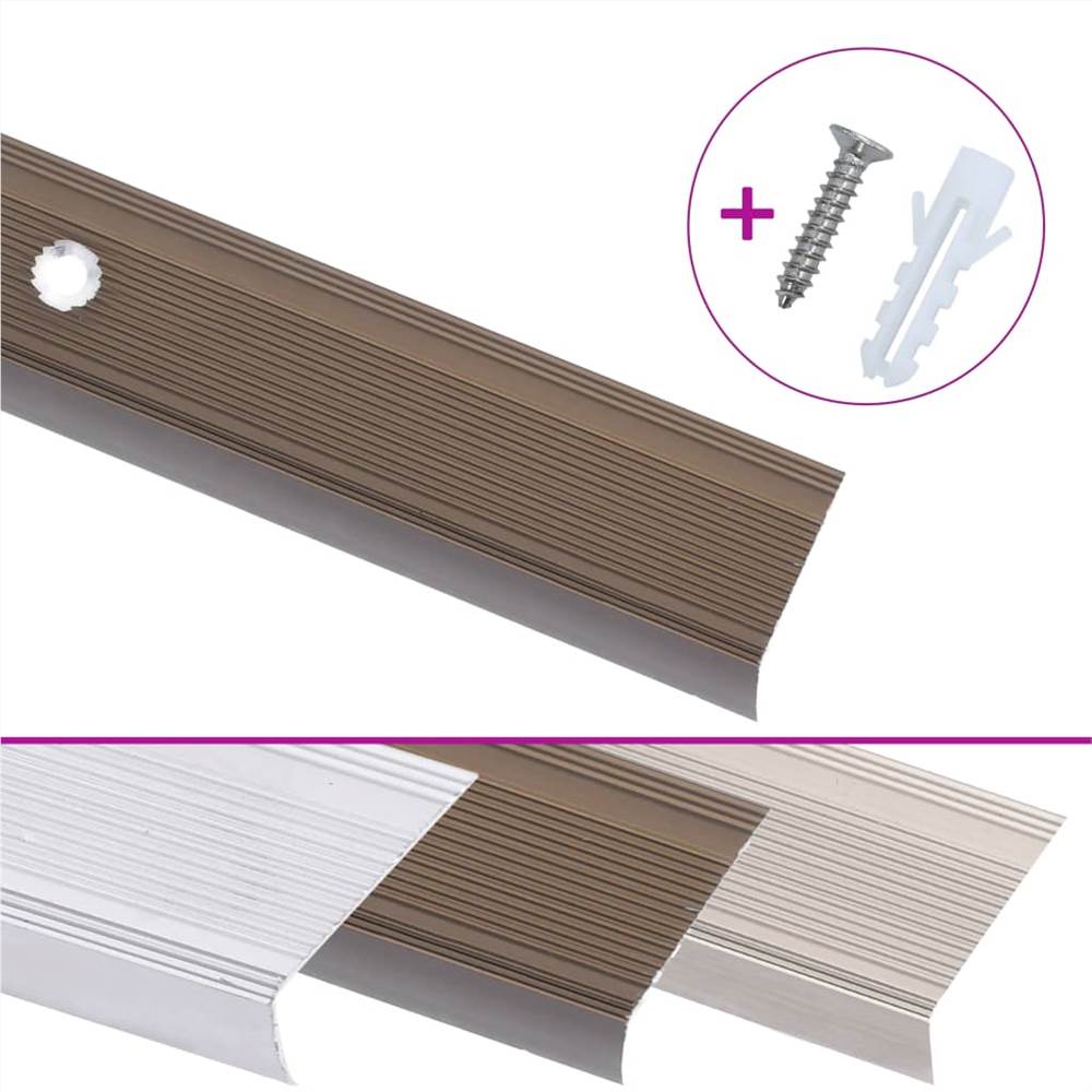 Stair Nosings in L-shape 5 pcs Aluminium 134 cm Brown