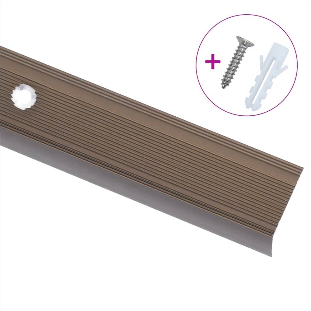 Stair Nosings in L-shape 5 pcs Aluminium 134 cm Brown
