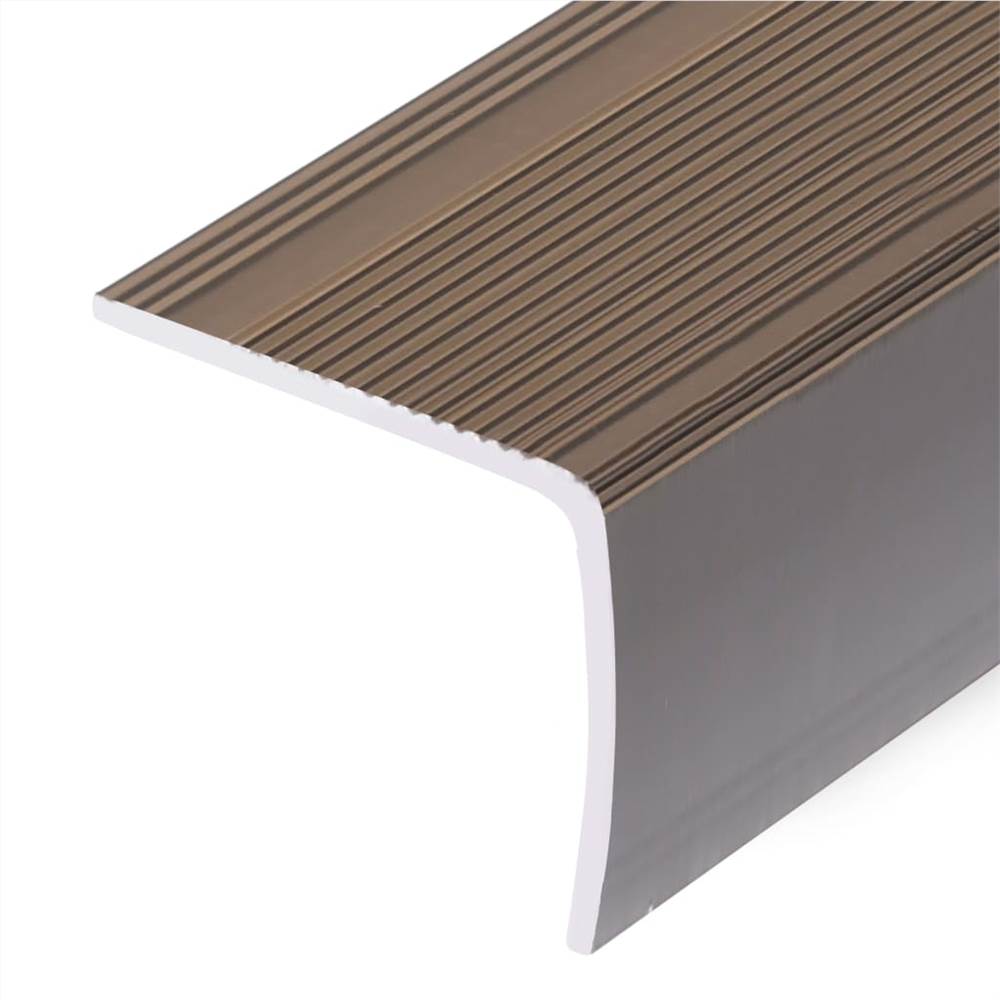 Stair Nosings in L-shape 5 pcs Aluminium 134 cm Brown