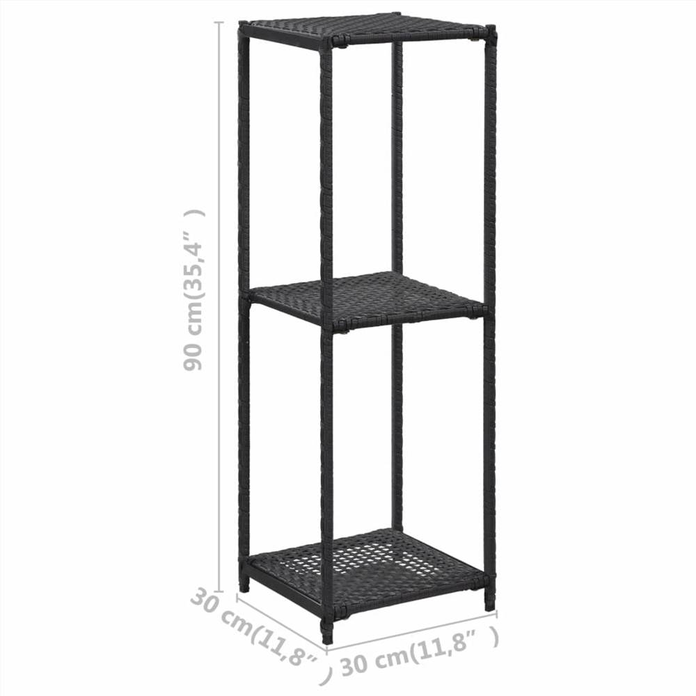 Storage Shelf Black 30x30x90 cm Poly Rattan