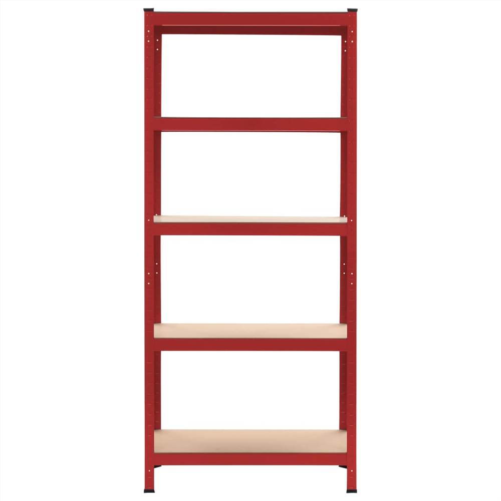 Storage Shelf Red 80x40x180 cm Steel and MDF