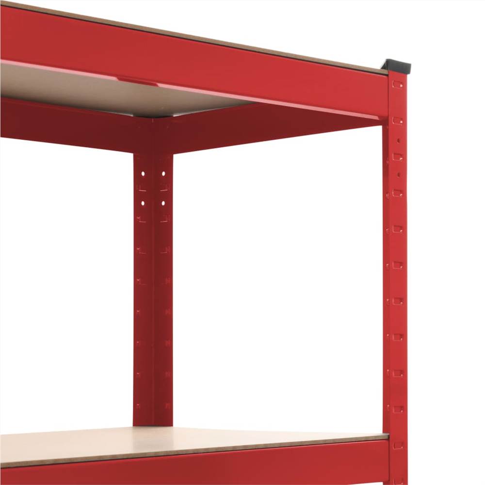 Storage Shelf Red 80x40x180 cm Steel and MDF
