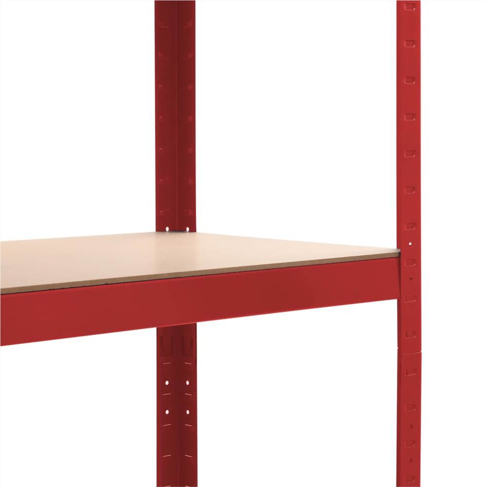 Storage Shelf Red 80x40x180 cm Steel and MDF
