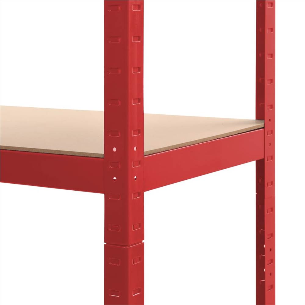 Storage Shelf Red 80x40x180 cm Steel and MDF