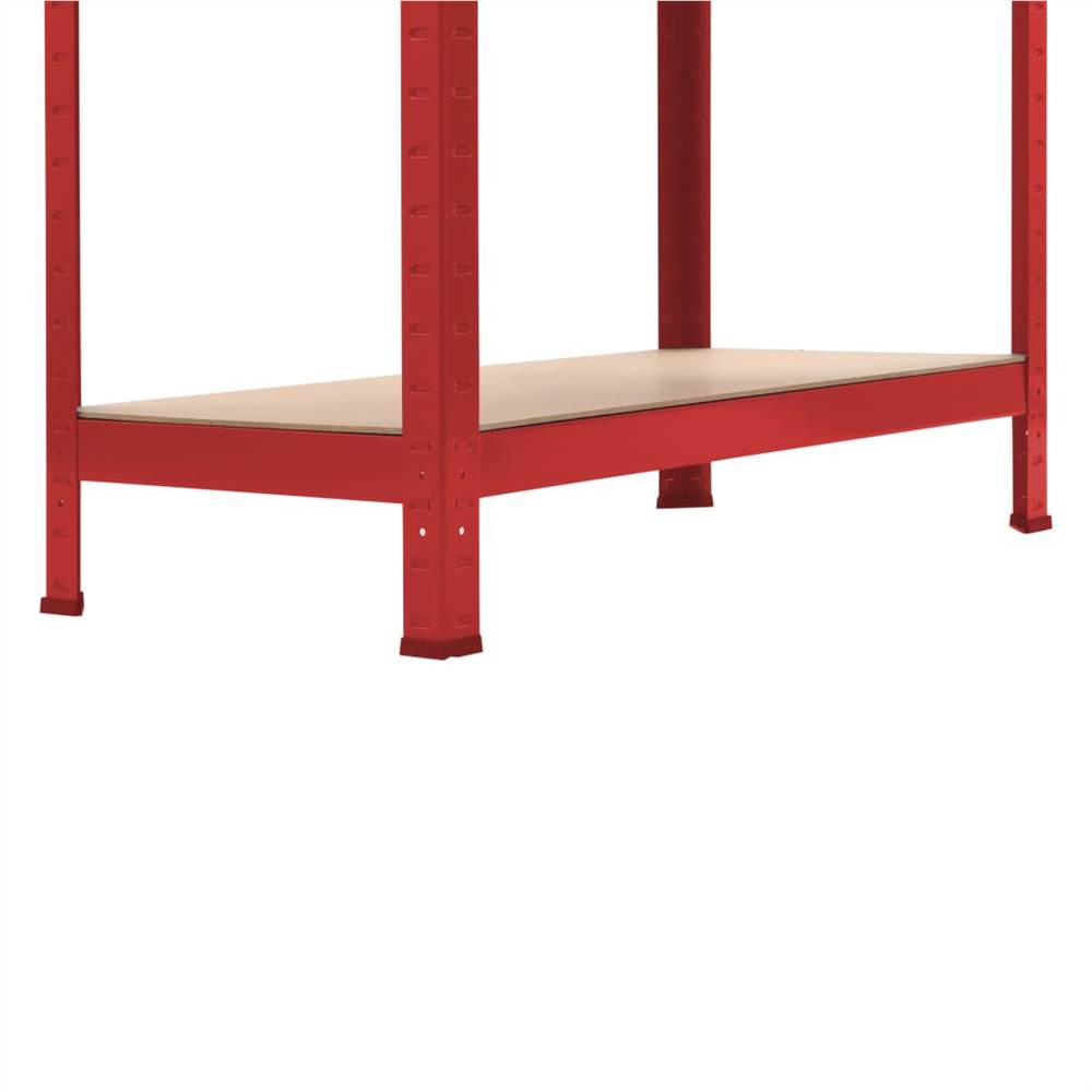 Storage Shelf Red 80x40x180 cm Steel and MDF