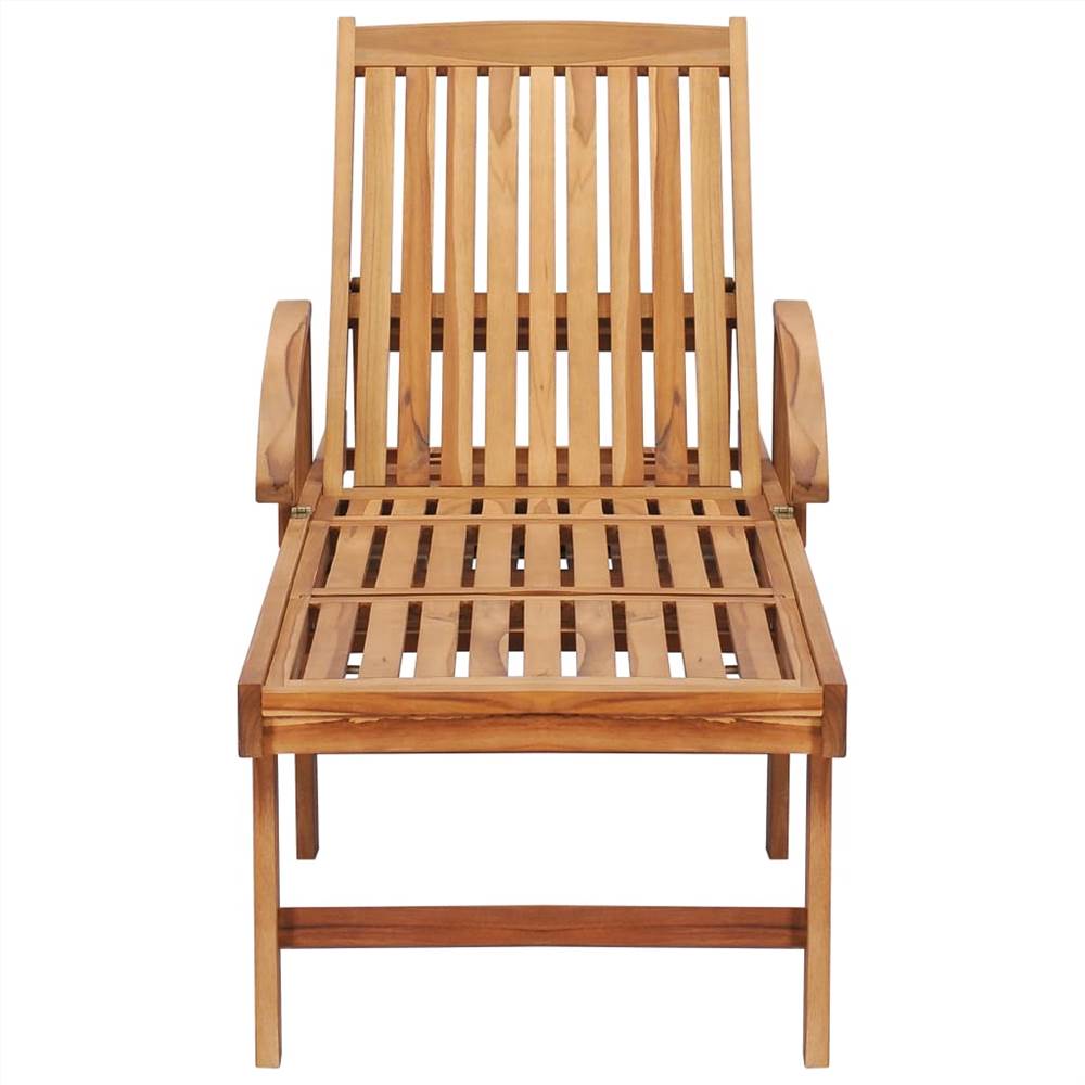 Sun Lounger with Table Solid Teak Wood