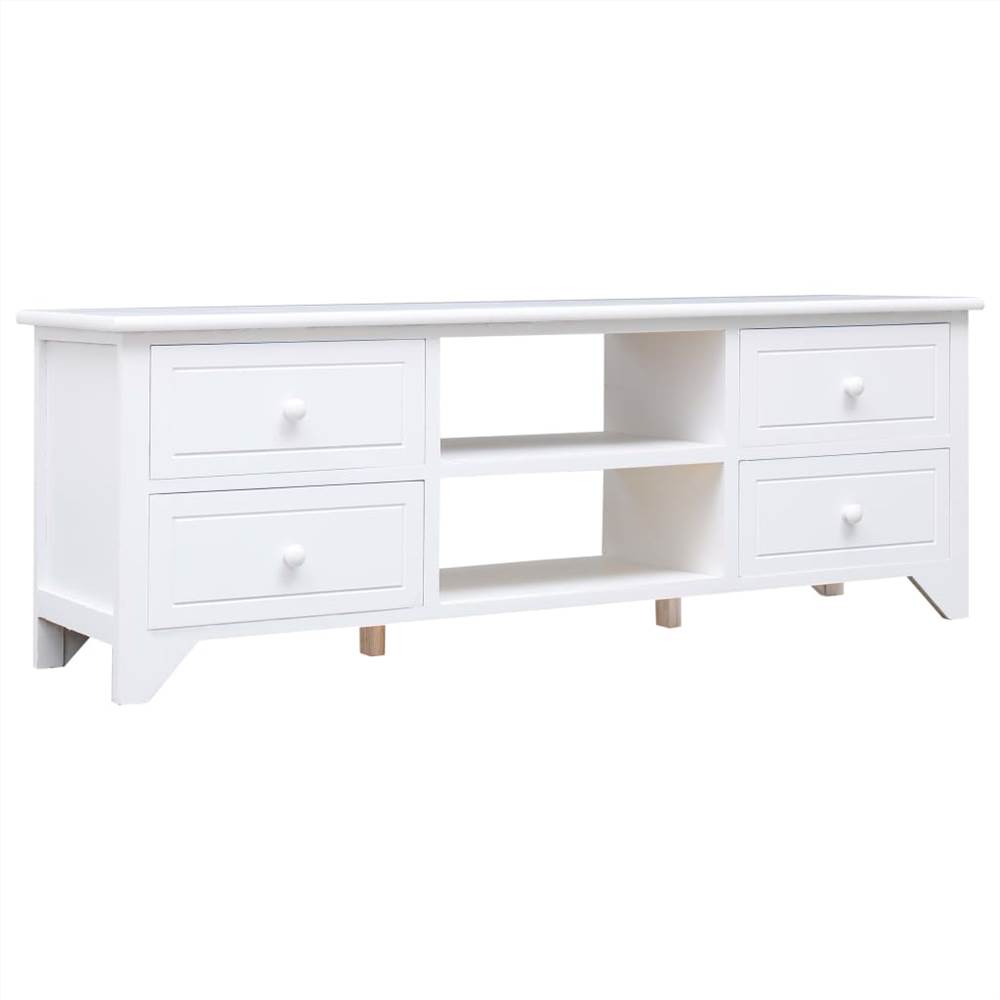 TV Cabinet White 115x30x40 cm Paulownia Wood