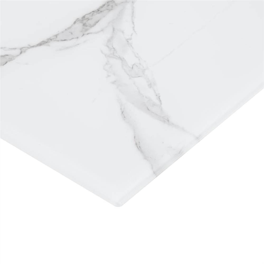 Table Top White Rectangular 120x65 cm Glass with Marble Texture